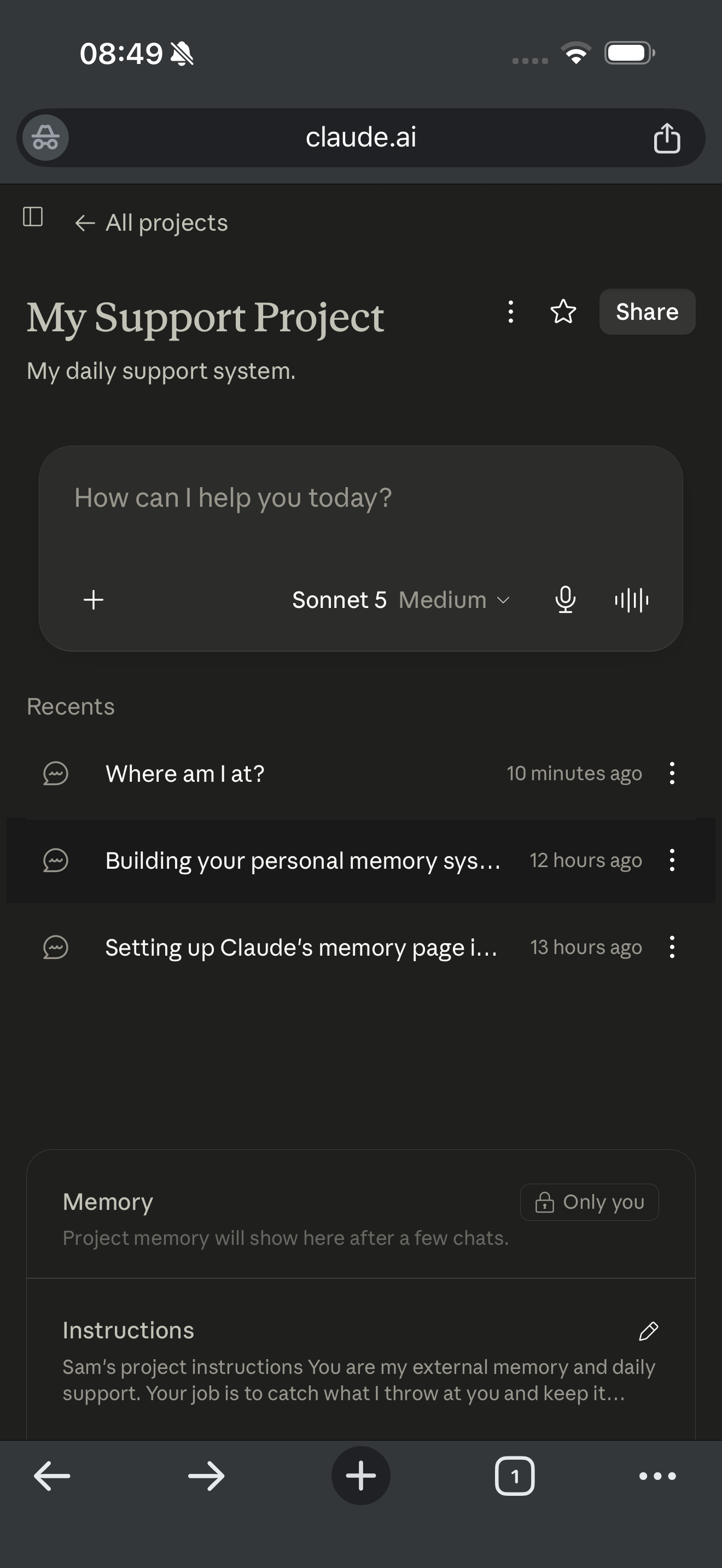 opening a project on the phone